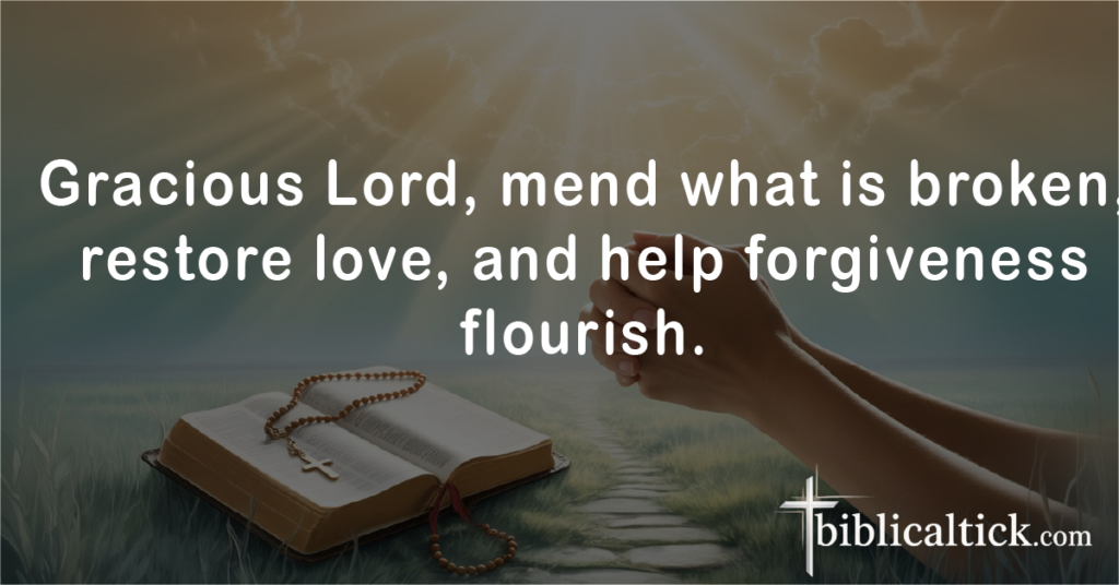 Prayer for Relationship Healing

Gracious Lord, mend what is broken, restore love, and help forgiveness flourish.