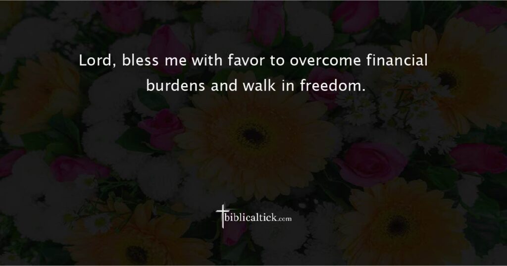 Prayer for Debt Relief
Prayer: Lord, bless me with favor to overcome financial burdens and walk in freedom.
