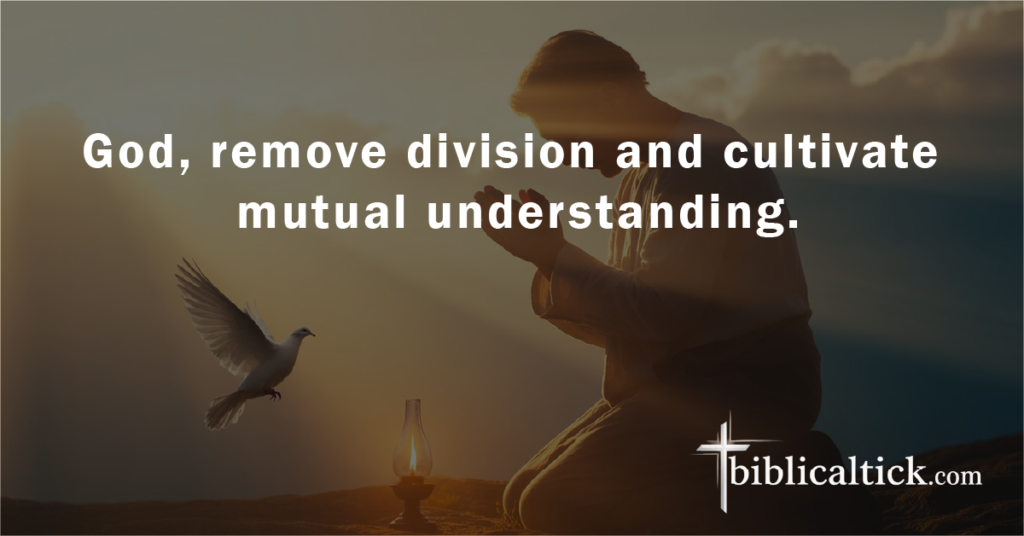 Prayer:
God, remove division and cultivate mutual understanding.