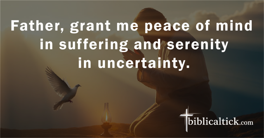 Prayer:
Father, grant me peace of mind in suffering and serenity in uncertainty.