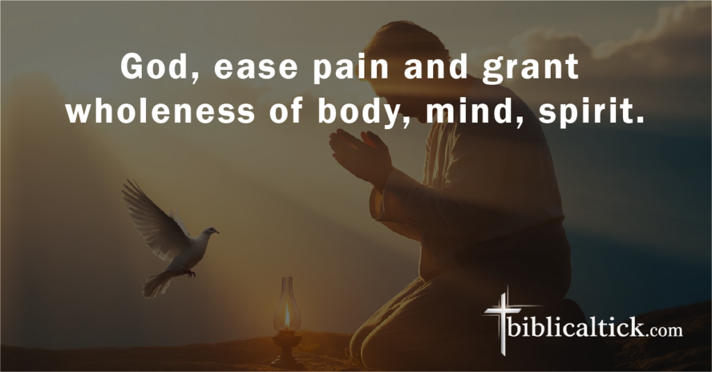 Prayer:
God, ease pain and grant wholeness of body, mind, spirit.