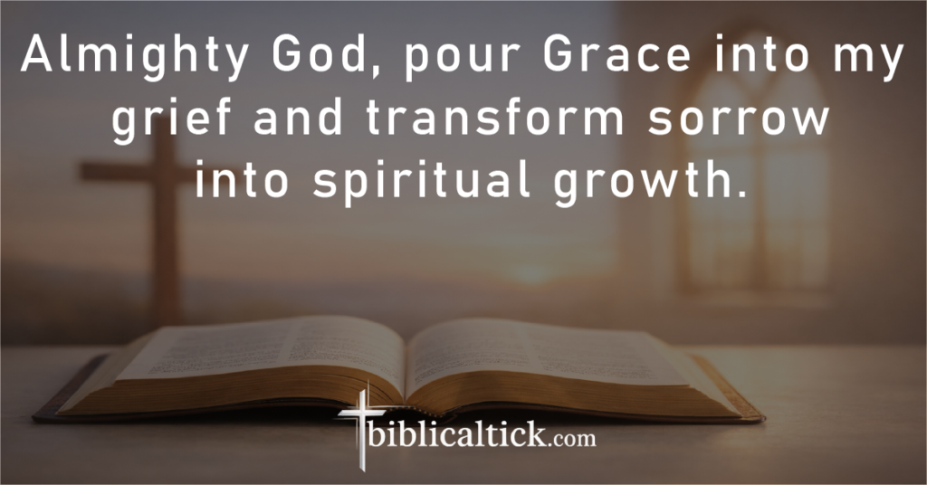Prayer:
Almighty God, pour Grace into my grief and transform sorrow into spiritual growth.