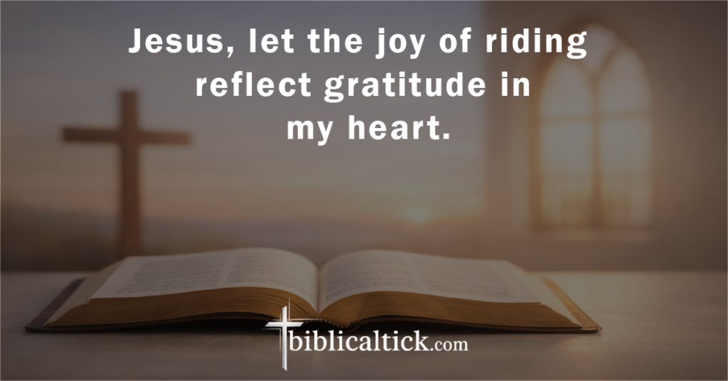 Prayer:
Jesus, let the joy of riding reflect gratitude in my heart.