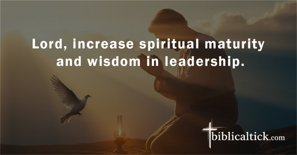 Prayer:
Lord, increase spiritual maturity and wisdom in leadership.