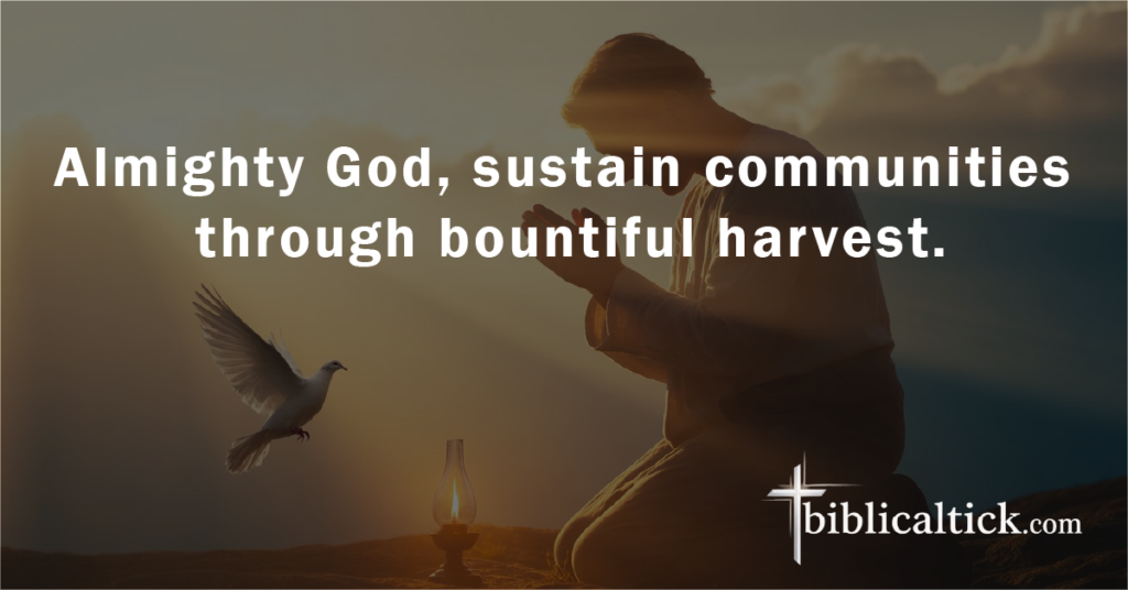 Prayer:
Almighty God, sustain communities through bountiful harvest.