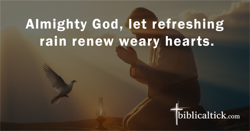 Prayer:
Almighty God, let refreshing rain renew weary hearts.