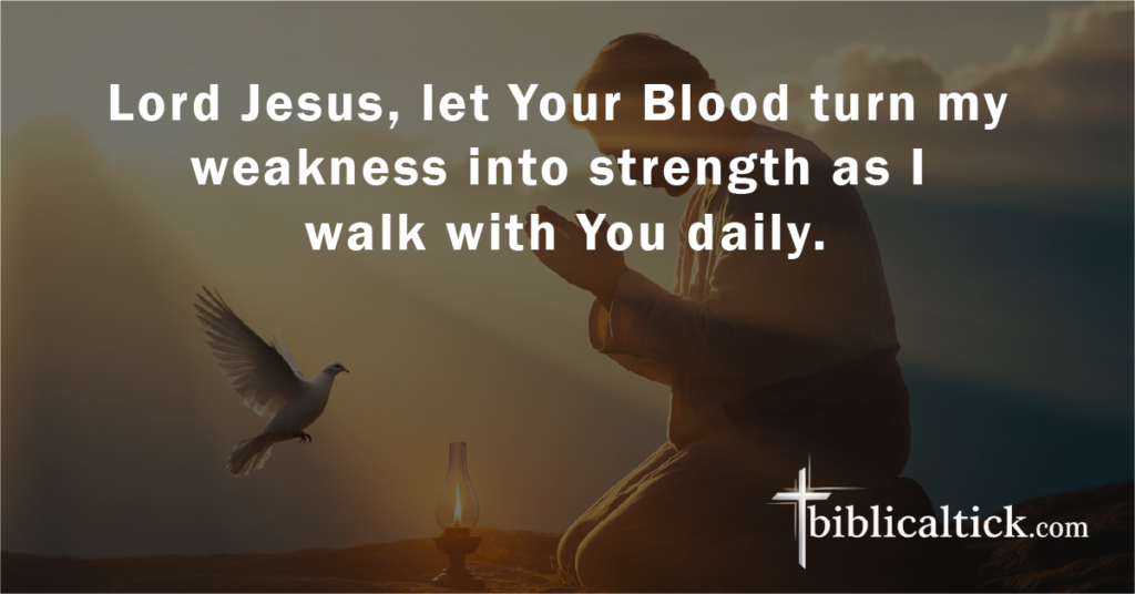 Prayer for Victory in Weakness

Lord Jesus, let Your Blood turn my weakness into strength as I walk with You daily.