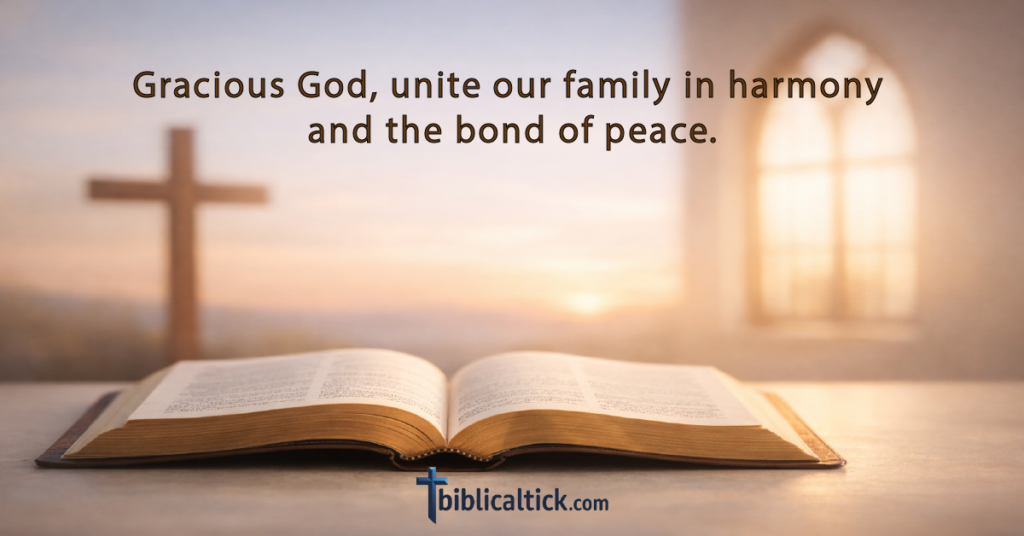 Prayer:
Gracious God, unite our family in harmony and the bond of peace.