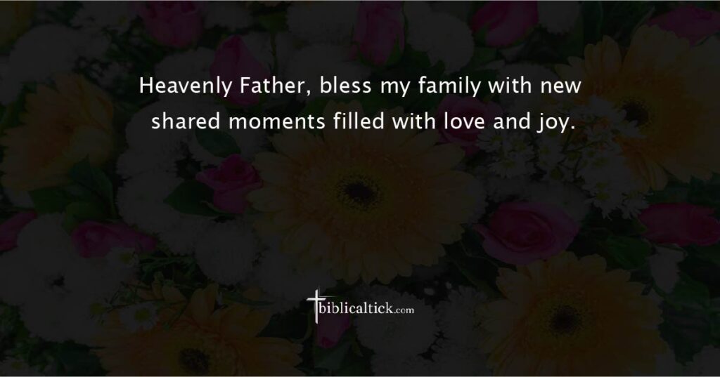 Prayer for Making New Memories

Prayer: Heavenly Father, bless my family with new shared moments filled with love and joy.