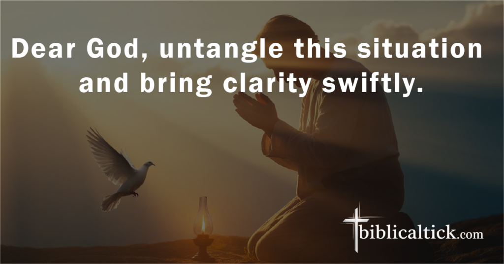Prayer:
Dear God, untangle this situation and bring clarity swiftly.