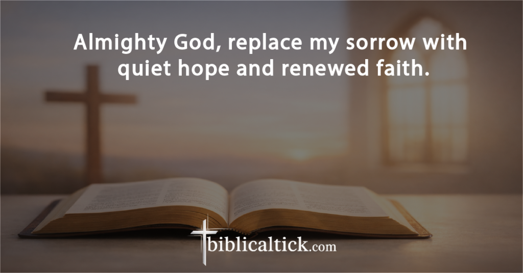 Prayer:
Almighty God, replace my sorrow with quiet hope and renewed faith.