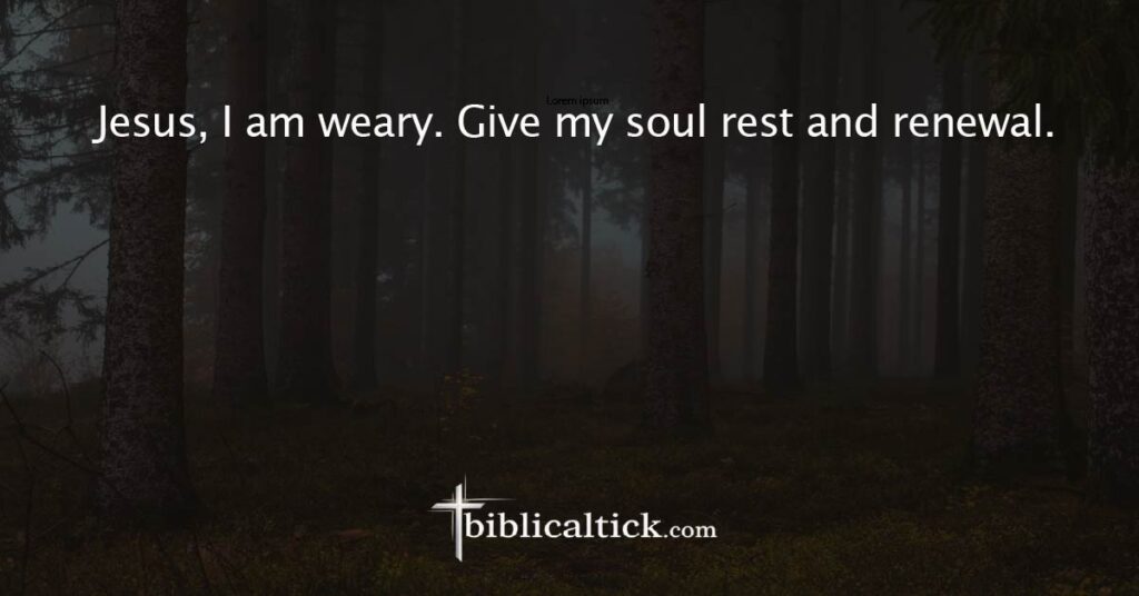 Prayer:
Jesus, I am weary. Give my soul rest and renewal.