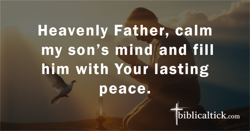 Prayer 19 – Peaceful Spirit
Heavenly Father, calm my son’s mind and fill him with Your lasting peace.