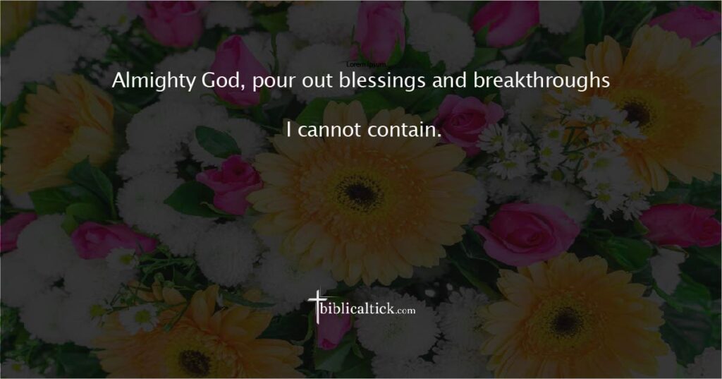 Prayer
Almighty God, pour out blessings and breakthroughs I cannot contain.