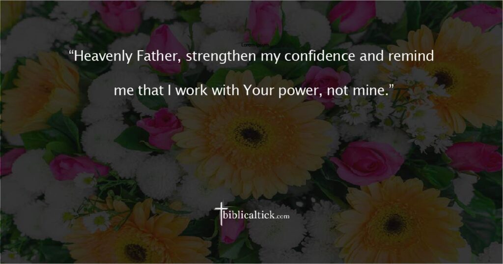 Prayer for Confidence

“Heavenly Father, strengthen my confidence and remind me that I work with Your power, not mine.”