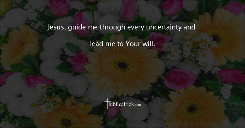 Prayer
Jesus, guide me through every uncertainty and lead me to Your will.