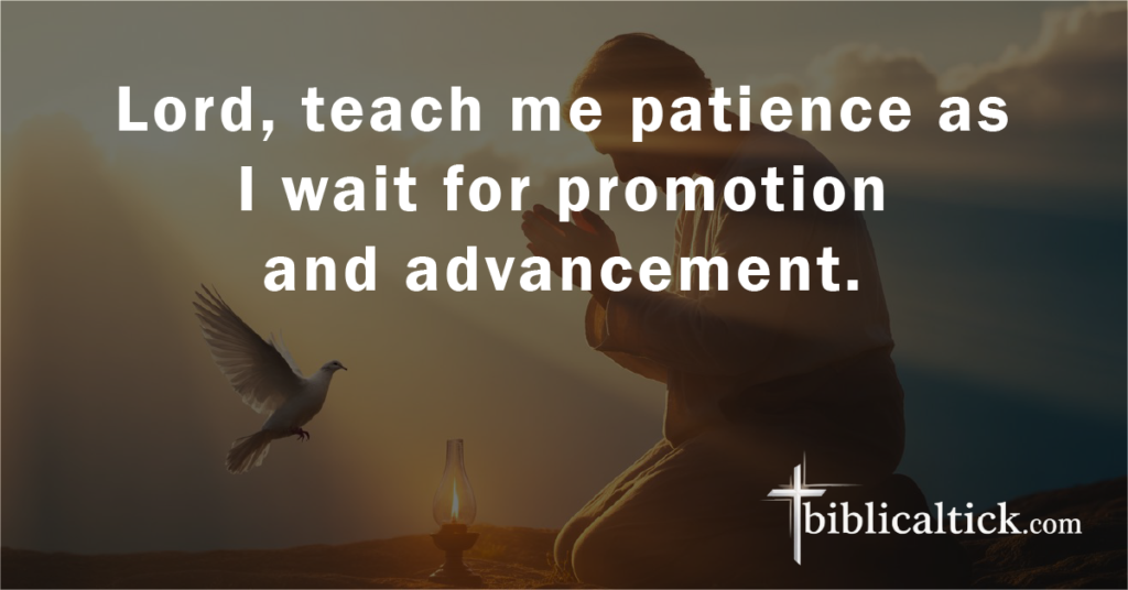 Prayer:
Lord, teach me patience as I wait for promotion and advancement.
