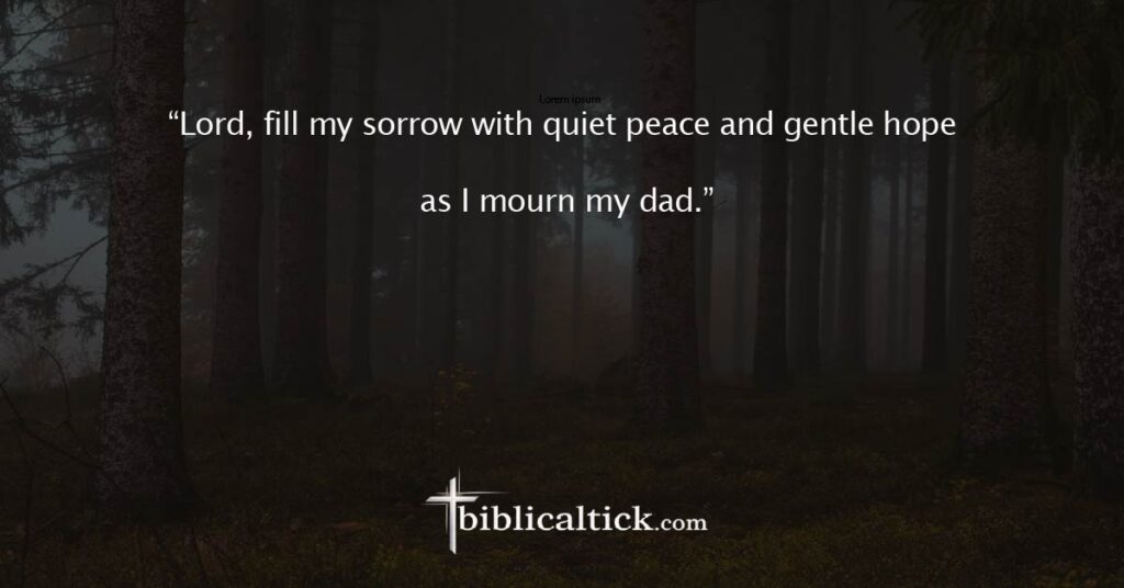 Prayer 9

“Lord, fill my sorrow with quiet peace and gentle hope as I mourn my dad.”