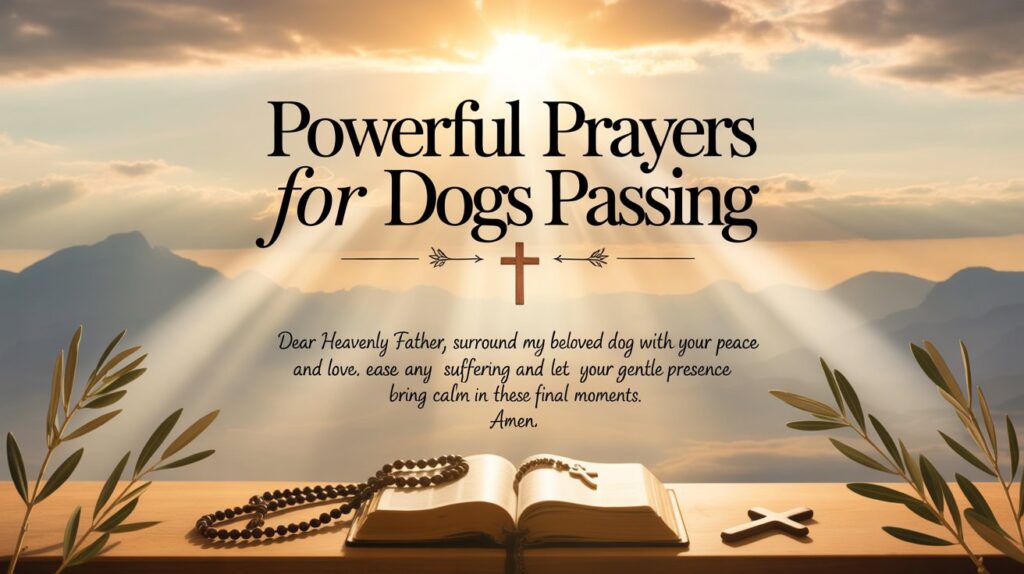 Prayers For Dogs Passing
Dear Heavenly Father, surround my beloved dog with Your peace and love. Ease any suffering and let Your gentle presence bring calm in these final moments. Amen.