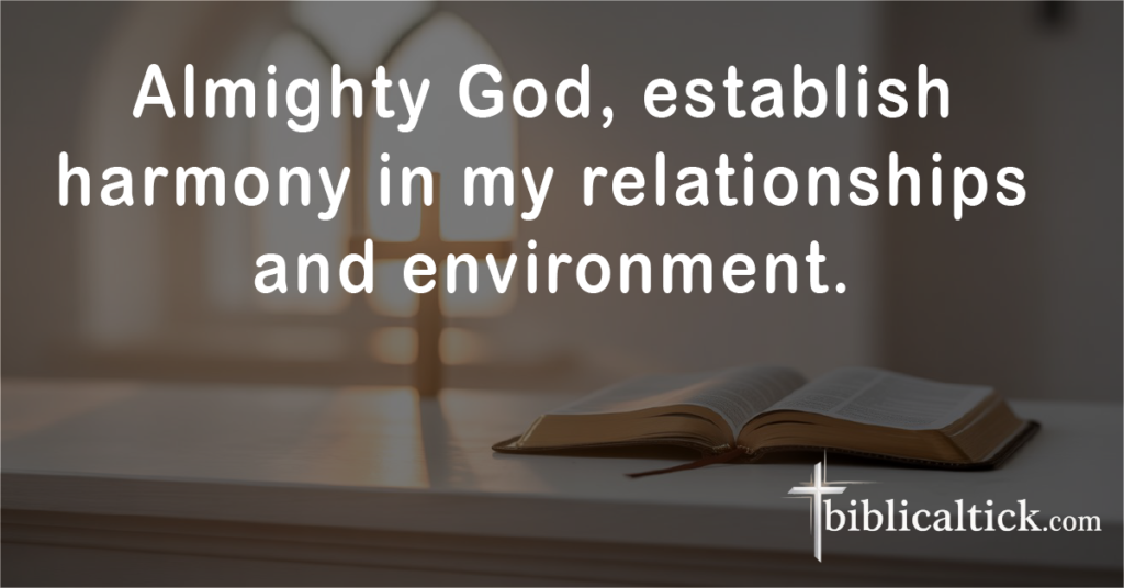 Prayer:
Almighty God, establish harmony in my relationships and environment.