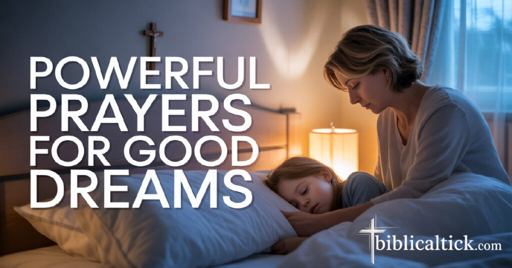 mother sittign near her child and Praying For Good Dreams