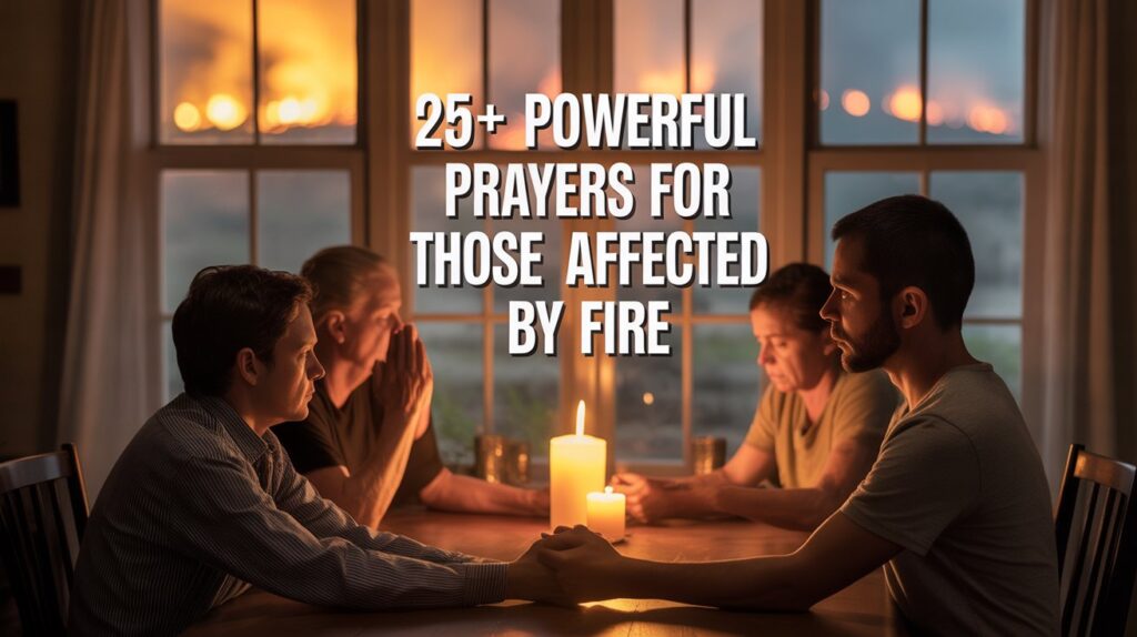 Prayers For Those Affected By Fire
family sitting around table with candles on it and praying for those affected by fire