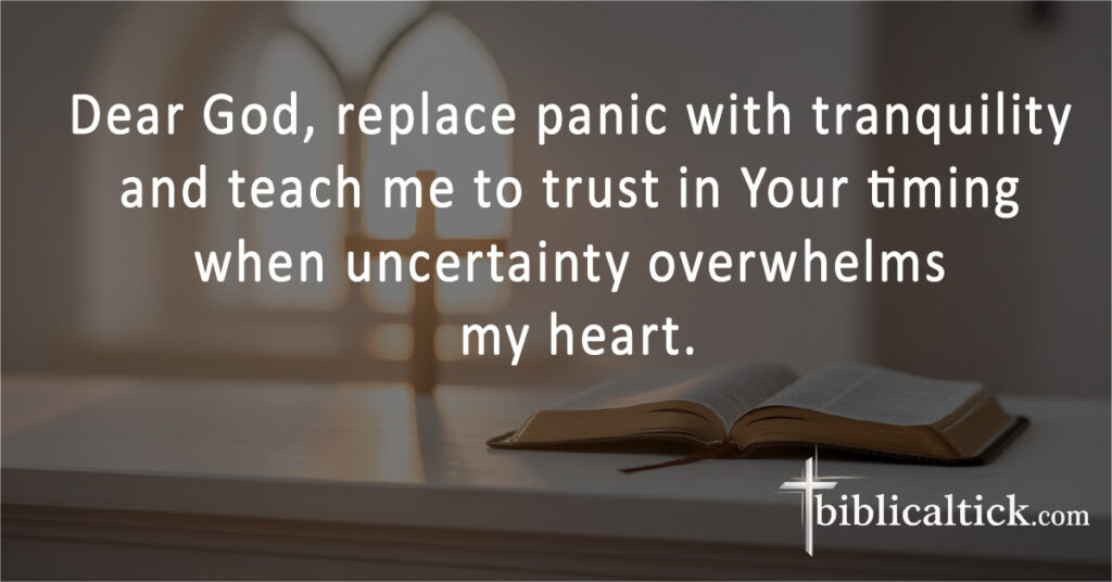 Prayers For Anxiety
Dear God, replace panic with tranquility and teach me to trust in Your timing when uncertainty overwhelms my heart.