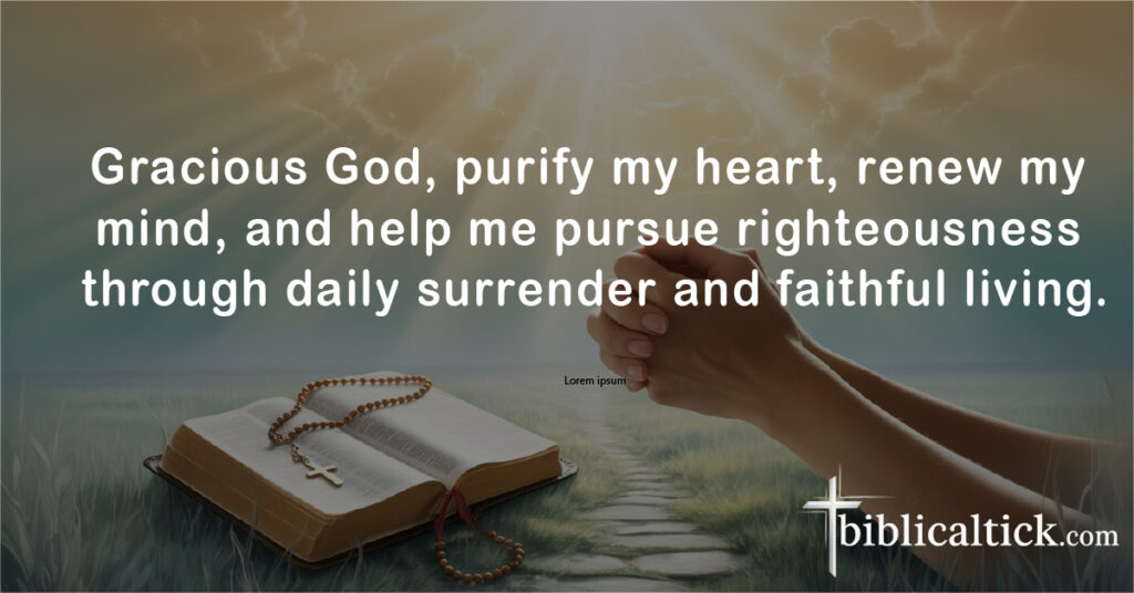 Prayers For Increase
Gracious God, purify my heart, renew my mind, and help me pursue righteousness through daily surrender and faithful living.