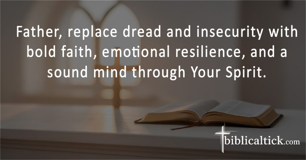 Father, replace dread and insecurity with bold faith, emotional resilience, and a sound mind through Your Spirit.