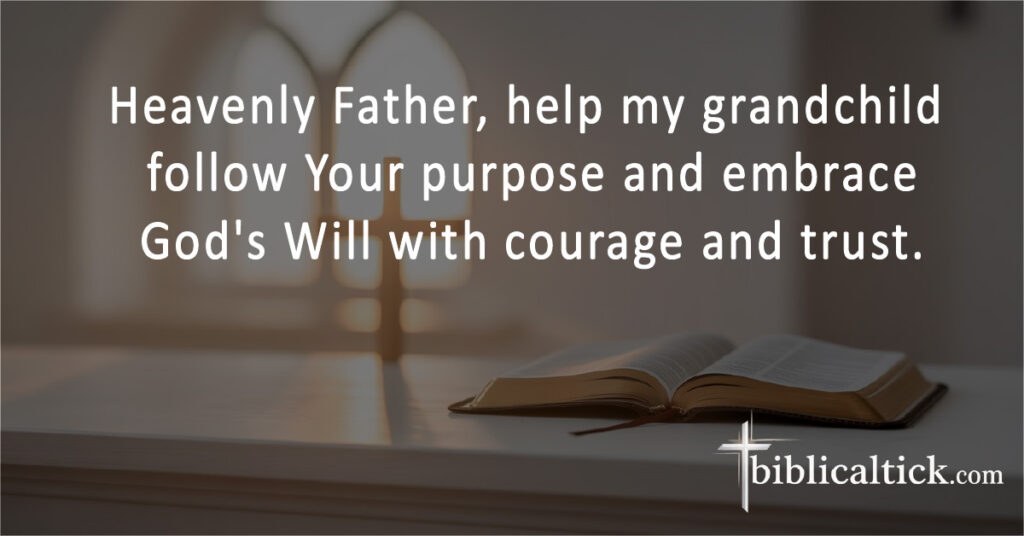 Heavenly Father, help my grandchild follow Your purpose and embrace God's Will with courage and trust.