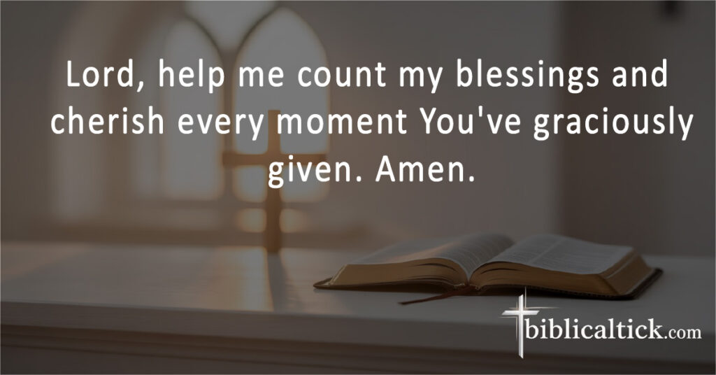 Lord, help me count my blessings and cherish every moment You've graciously given. Amen.