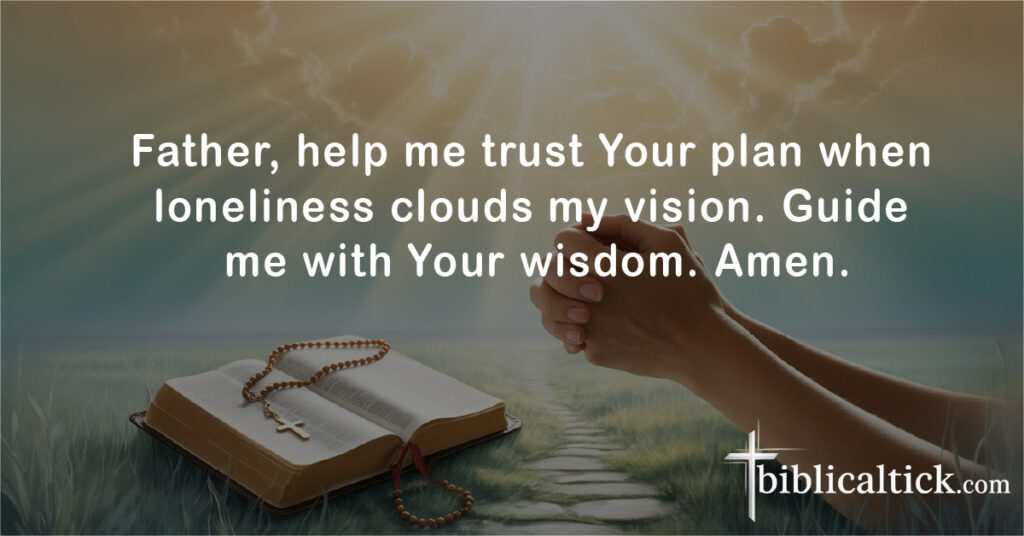 Father, help me trust Your plan when loneliness clouds my vision. Guide me with Your wisdom. Amen.